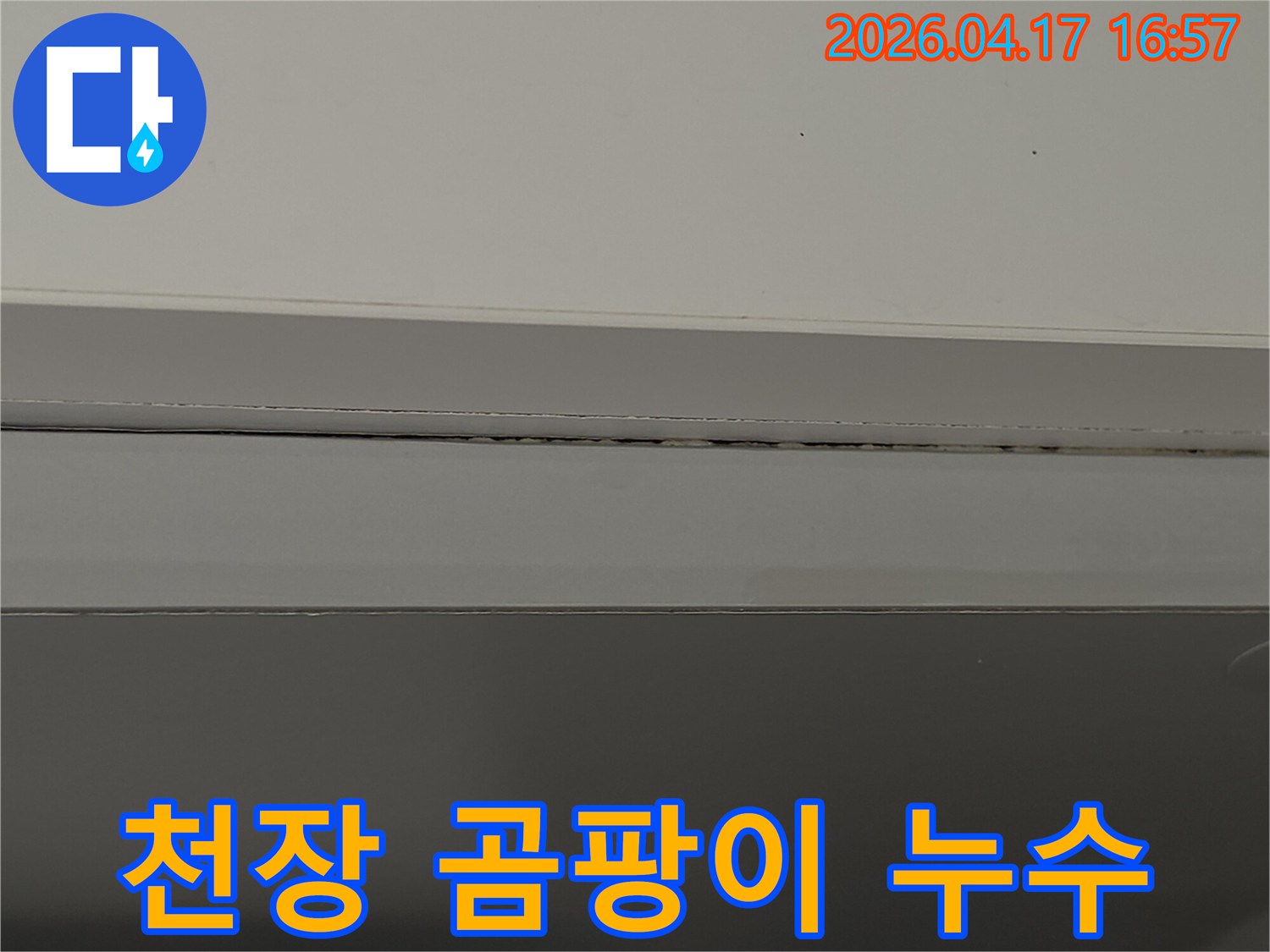 물샘-문제로-인해-발생한-천장-틈새의-곰팡이-모습을-담고-있습니다.