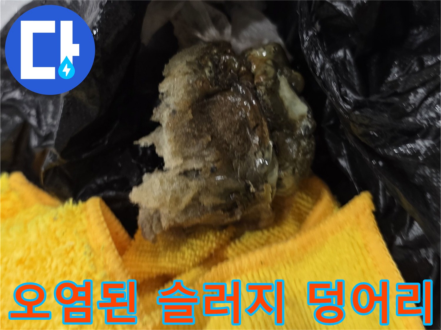 비닐에 모인-배관에서 나온 거대한 오염물질