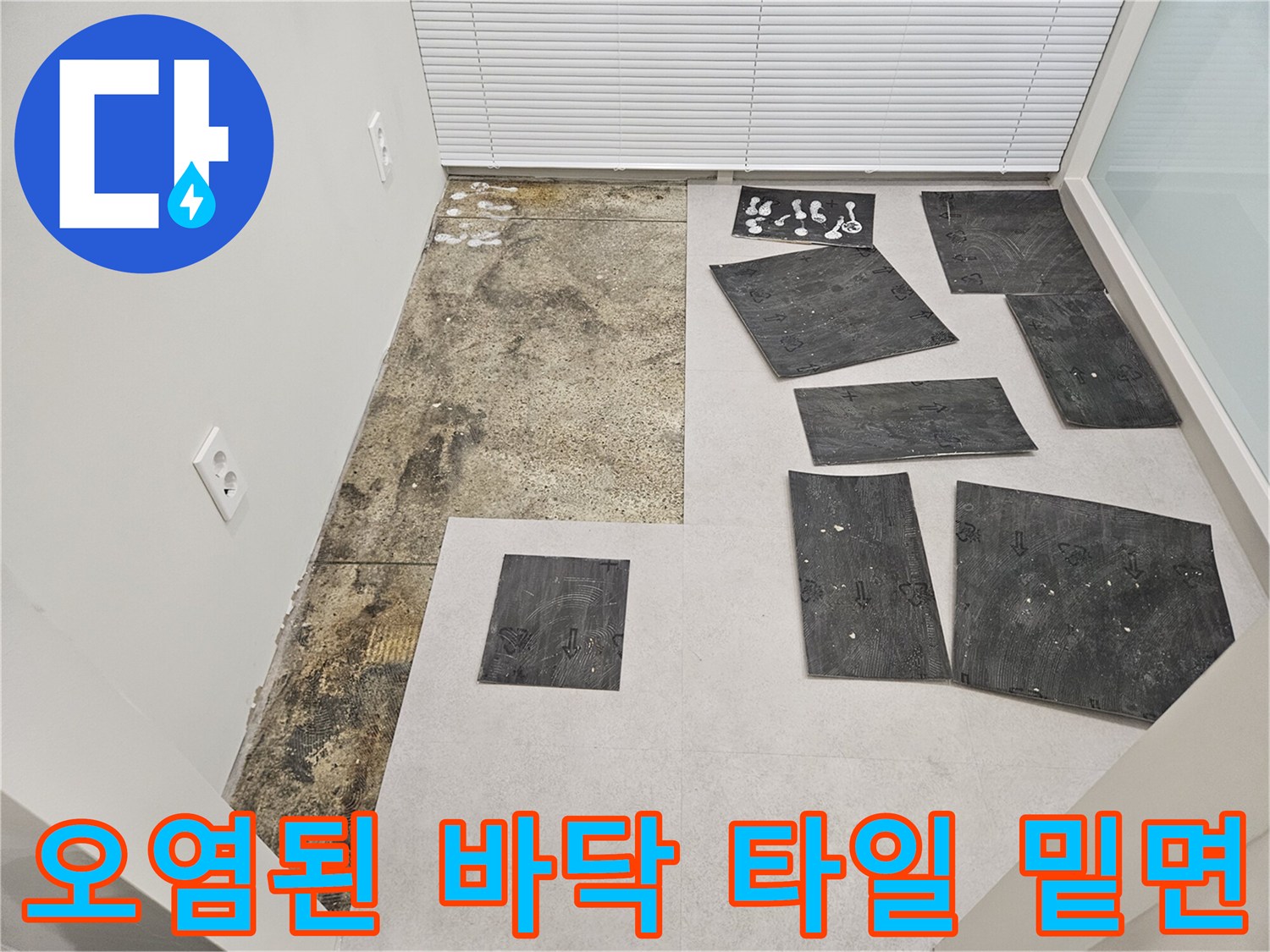 물샘 현상으로 인해 곰팡이가 발생한-바닥 내부 모습
