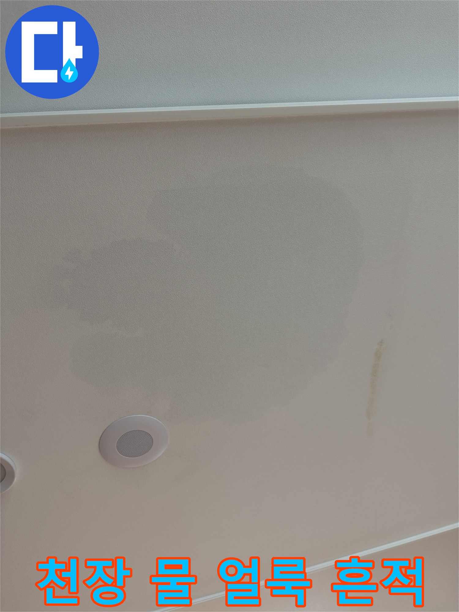 아랫집 거실 천장에 넓게 퍼진 물 얼ভাবে 자국