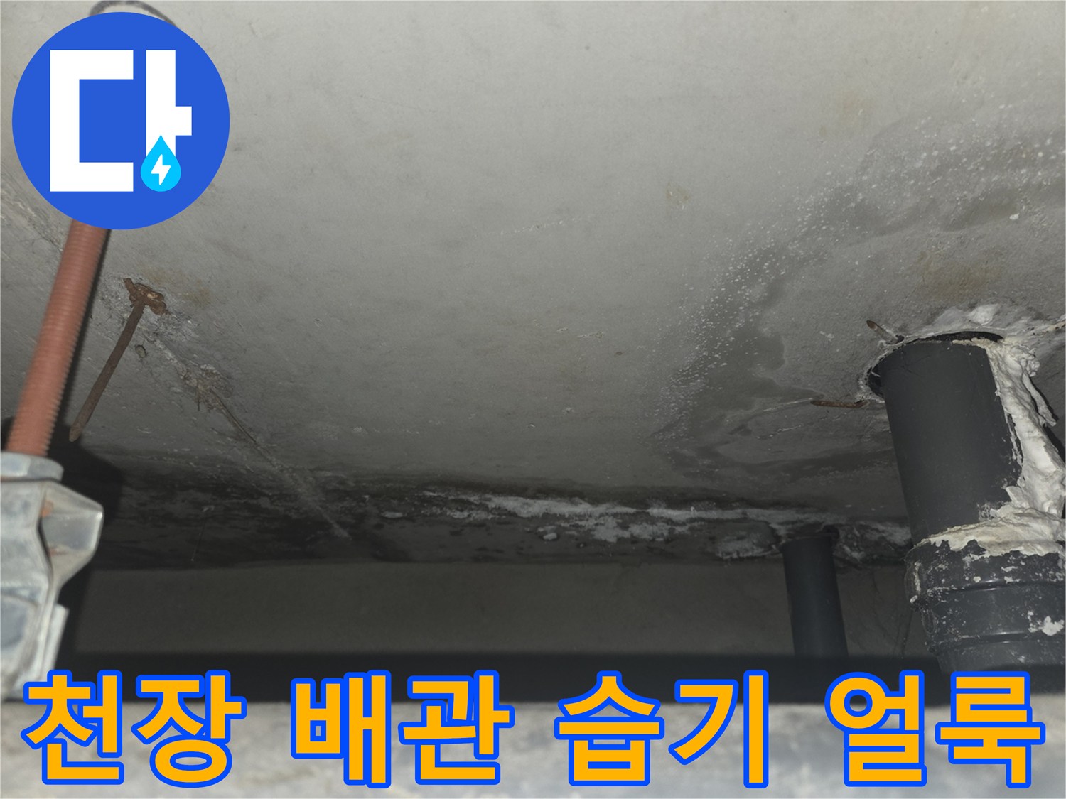천장-마감재-배관-주변의-습윤한-상태