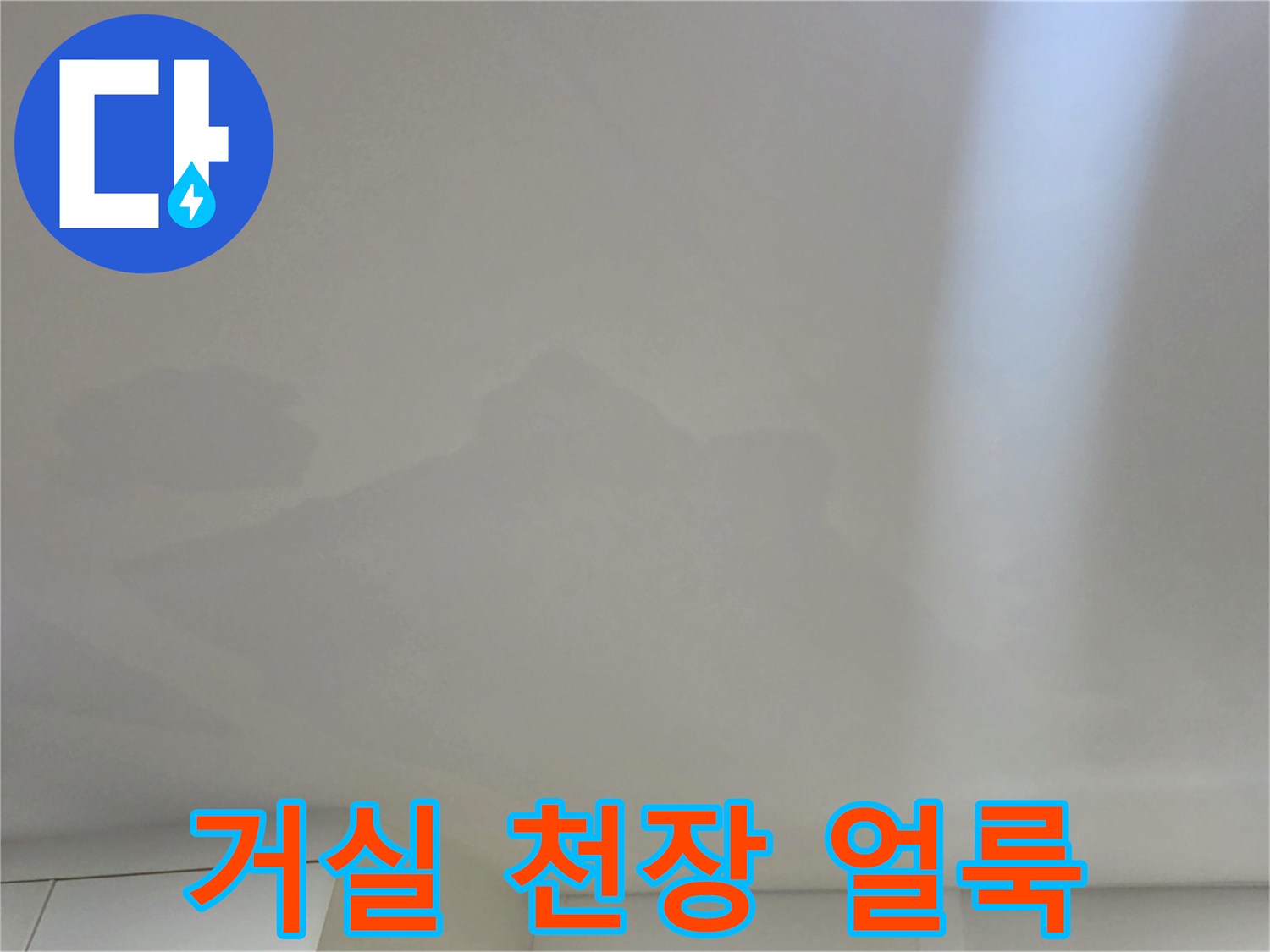 일산서구 거실-천장 벽지 변색 및 수분 침투 흔적