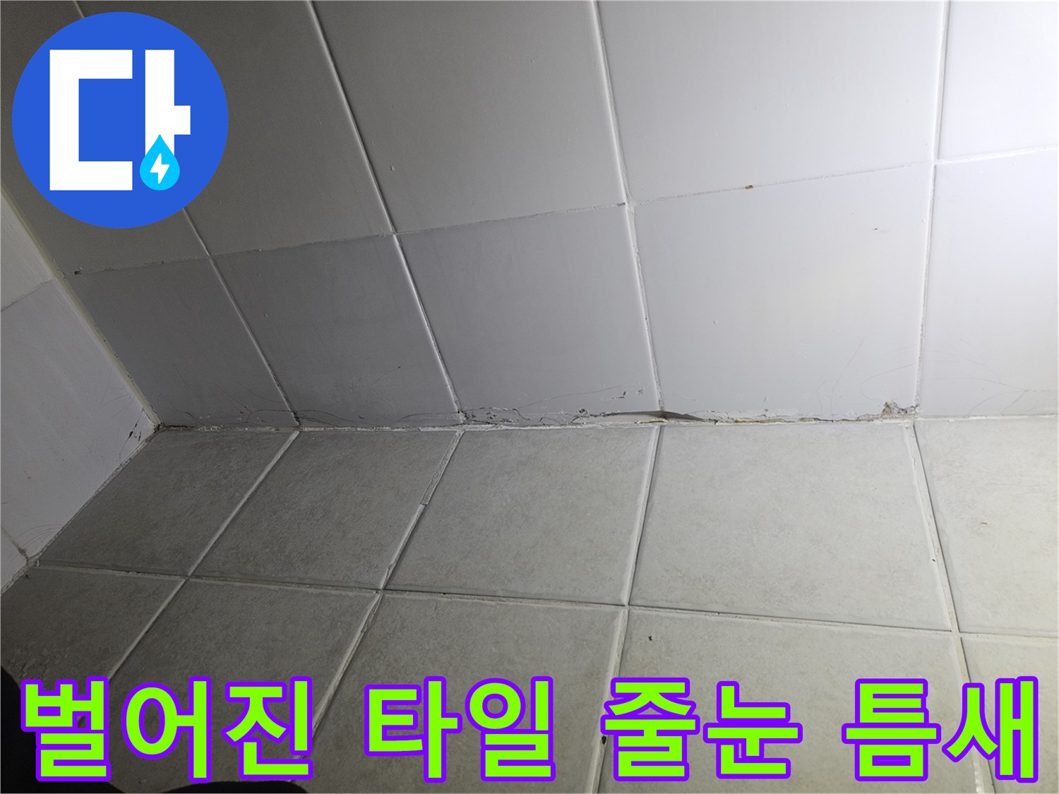 타일 경계 부위의 벌어짐과 메지 손상 상태