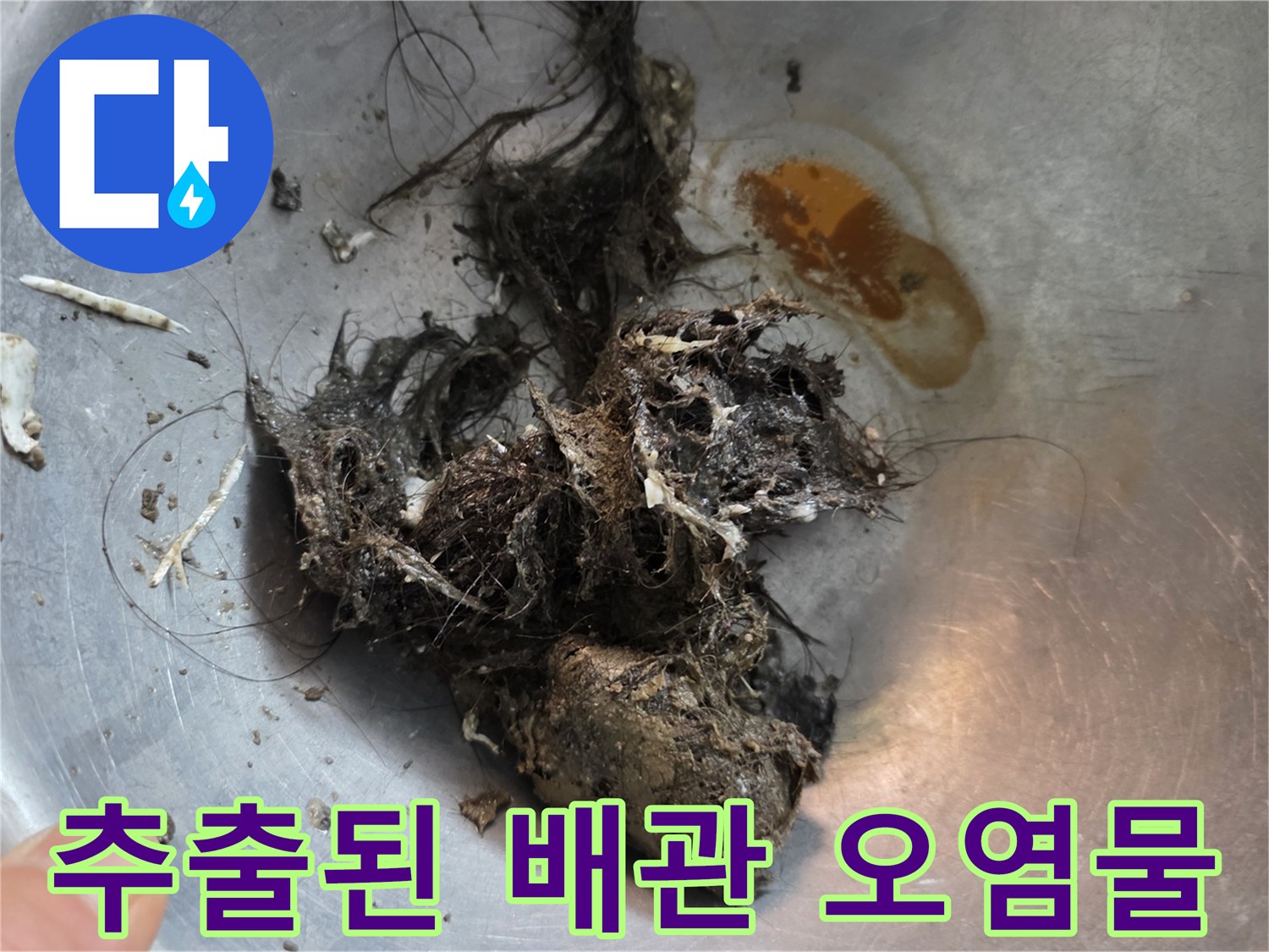 배관-내부에서-나온-머리카락과-찌꺼기-뭉치