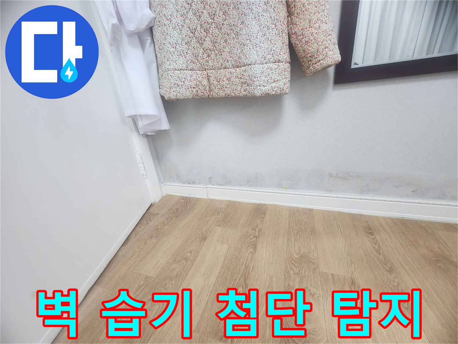 벽 하단에 나타난 습기와-곰팡이 자국은-내부 배관이나-외부 침투로 인한-누수 가능성을 시사하며-첨단 장비로 정밀 탐지가 필요합니다.