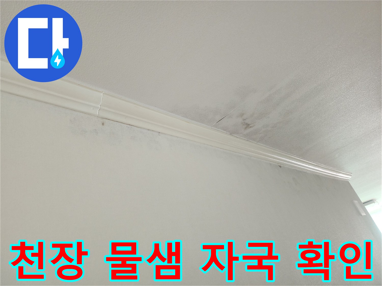 아파트 천장-벽면 경계에 나타난-물샘 자국-및-변색-누수 초기 징후