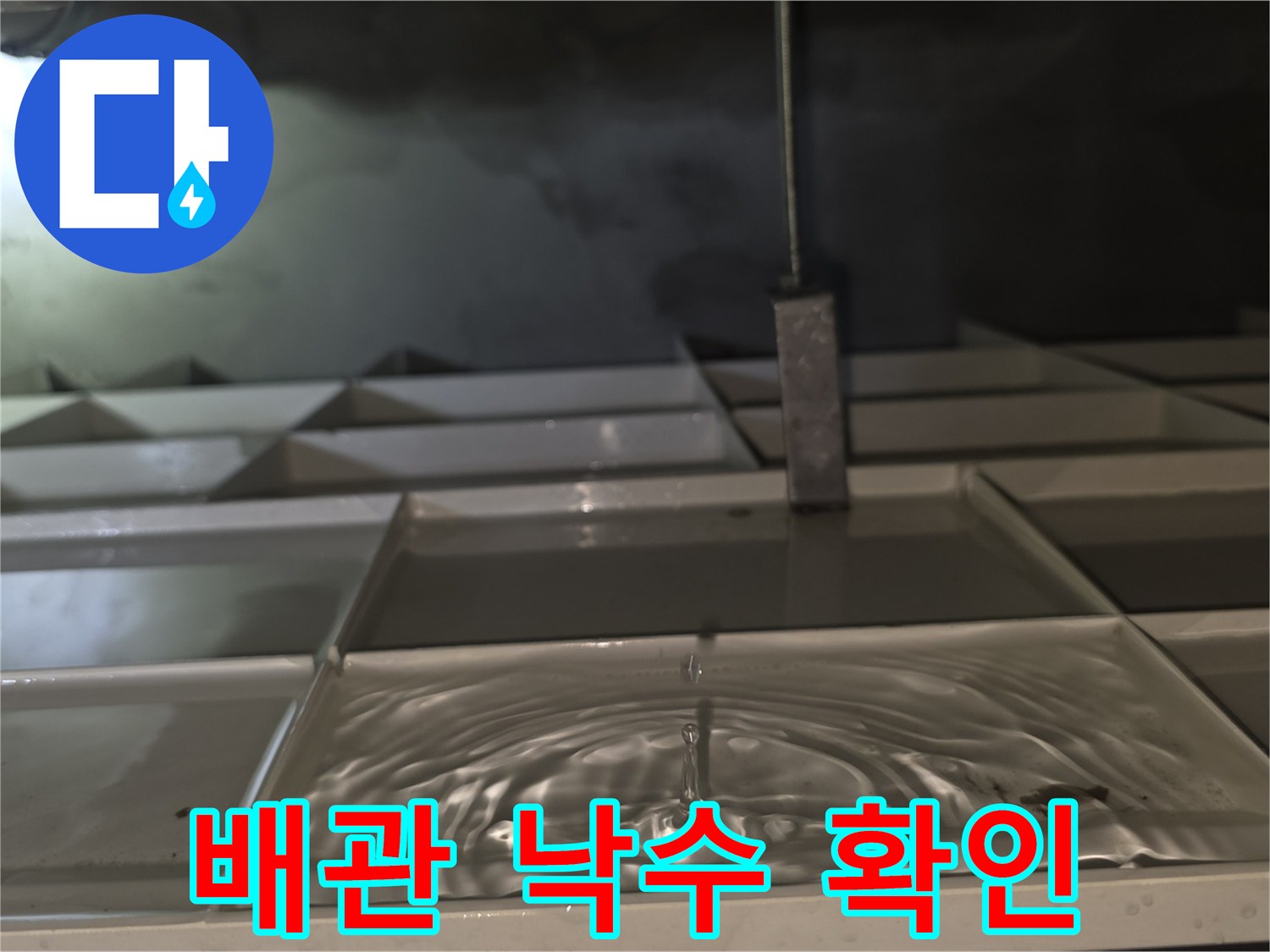 천장 구조물-떨어지는 물방울과 고인 물