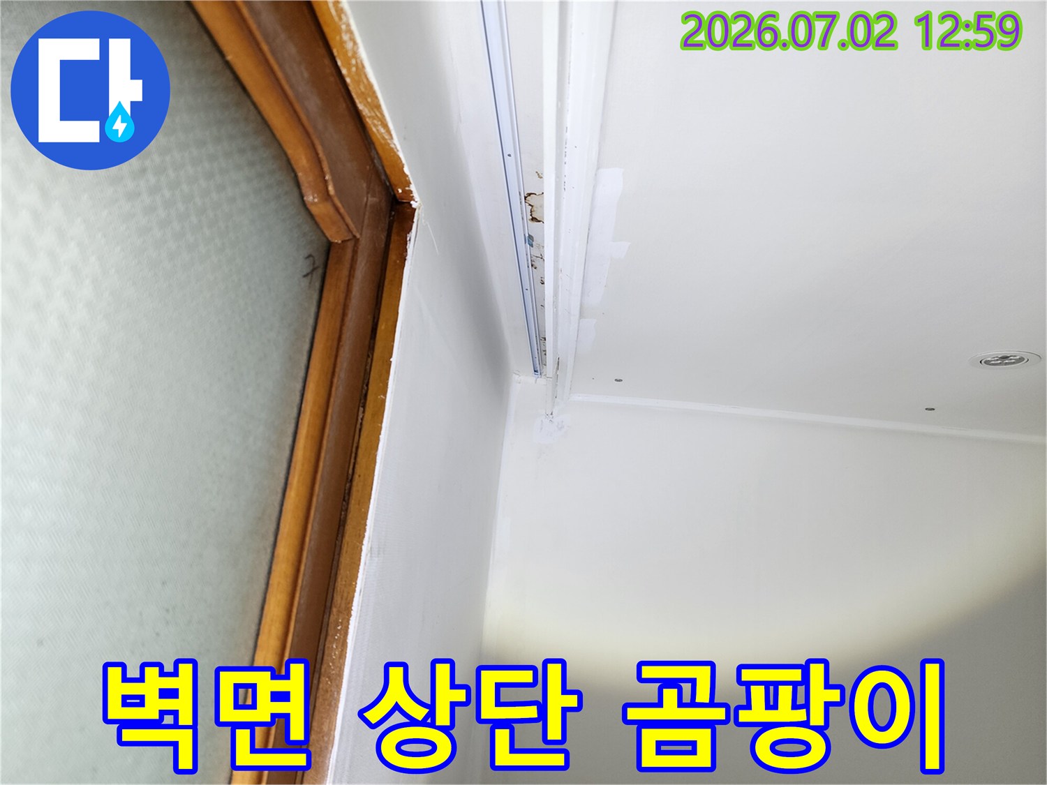 울산-중구-중앙동-주택의-벽면-상단에서-발견된-누수로-인한-곰팡이-발생-현장입니다.