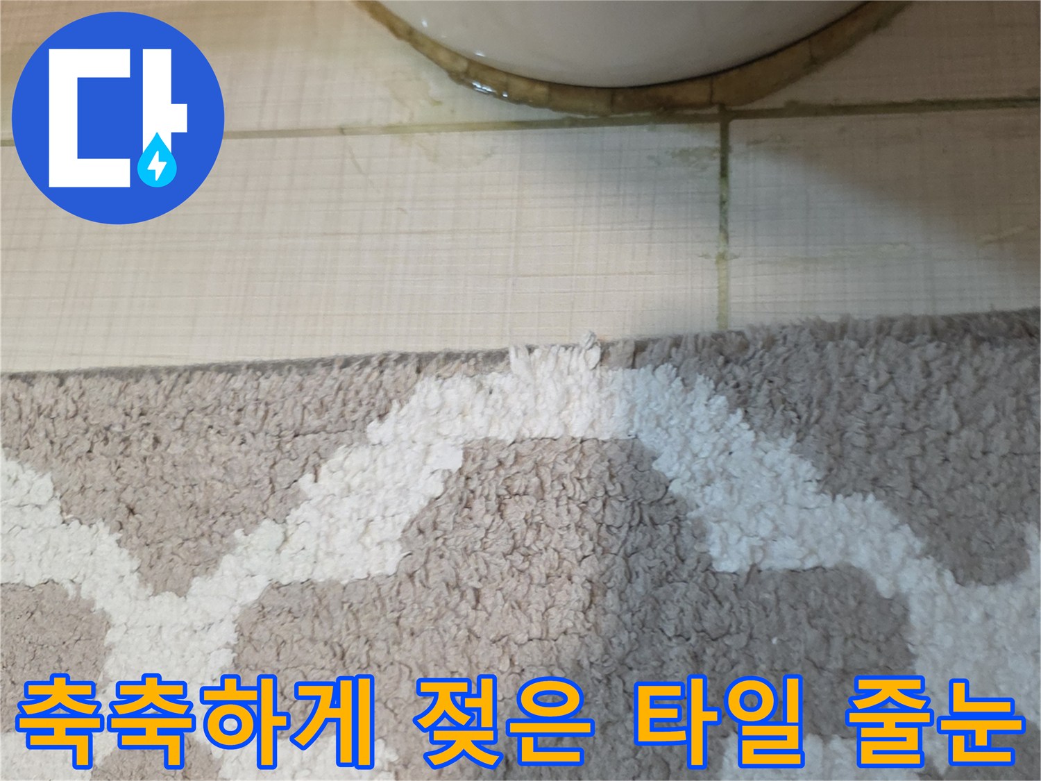 변기-옆쪽-타일-틈새가-물기에-젖어-있는-모습