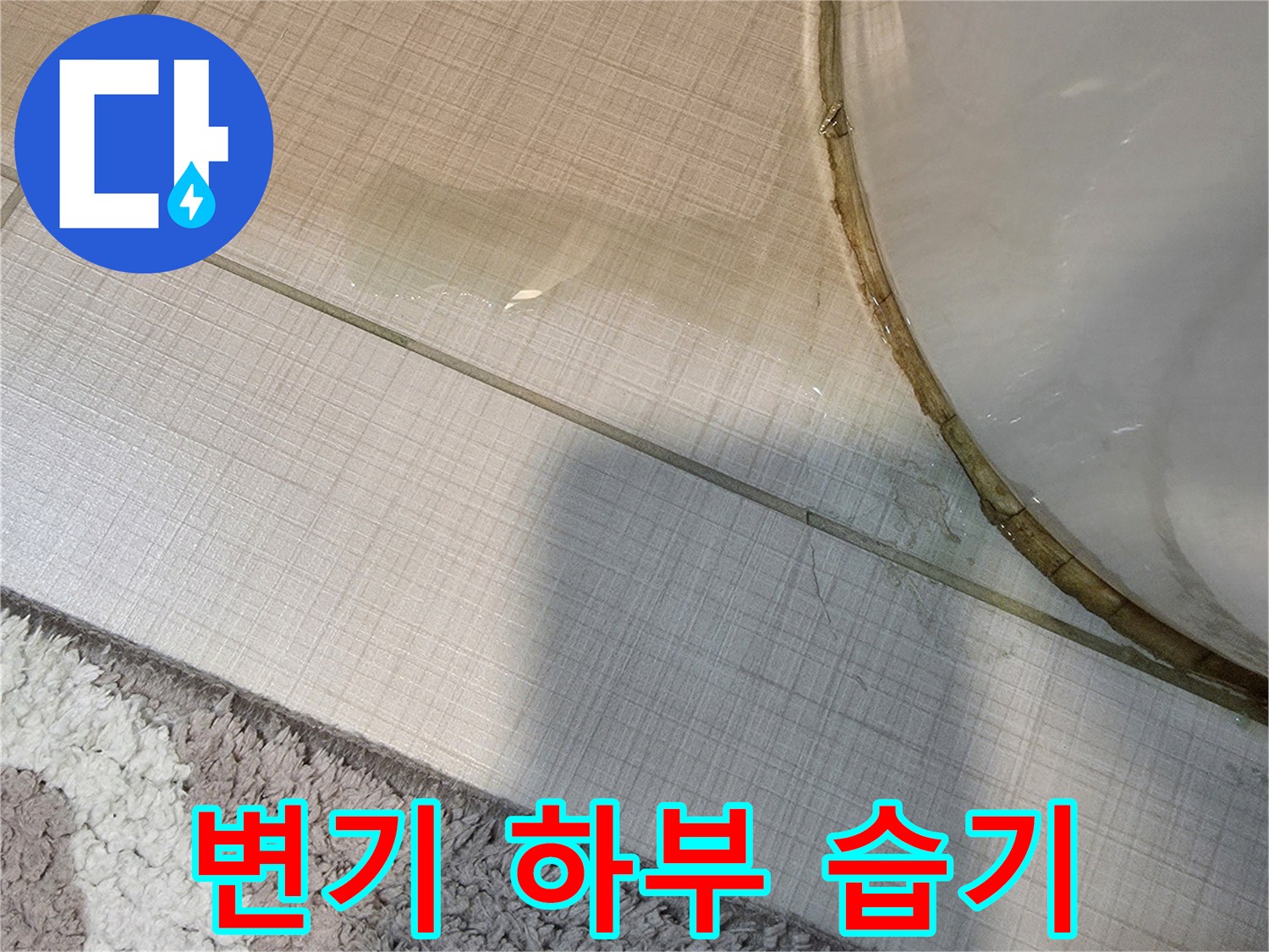 양변기-하단-타일-사이로-스며든-습윤한-상태
