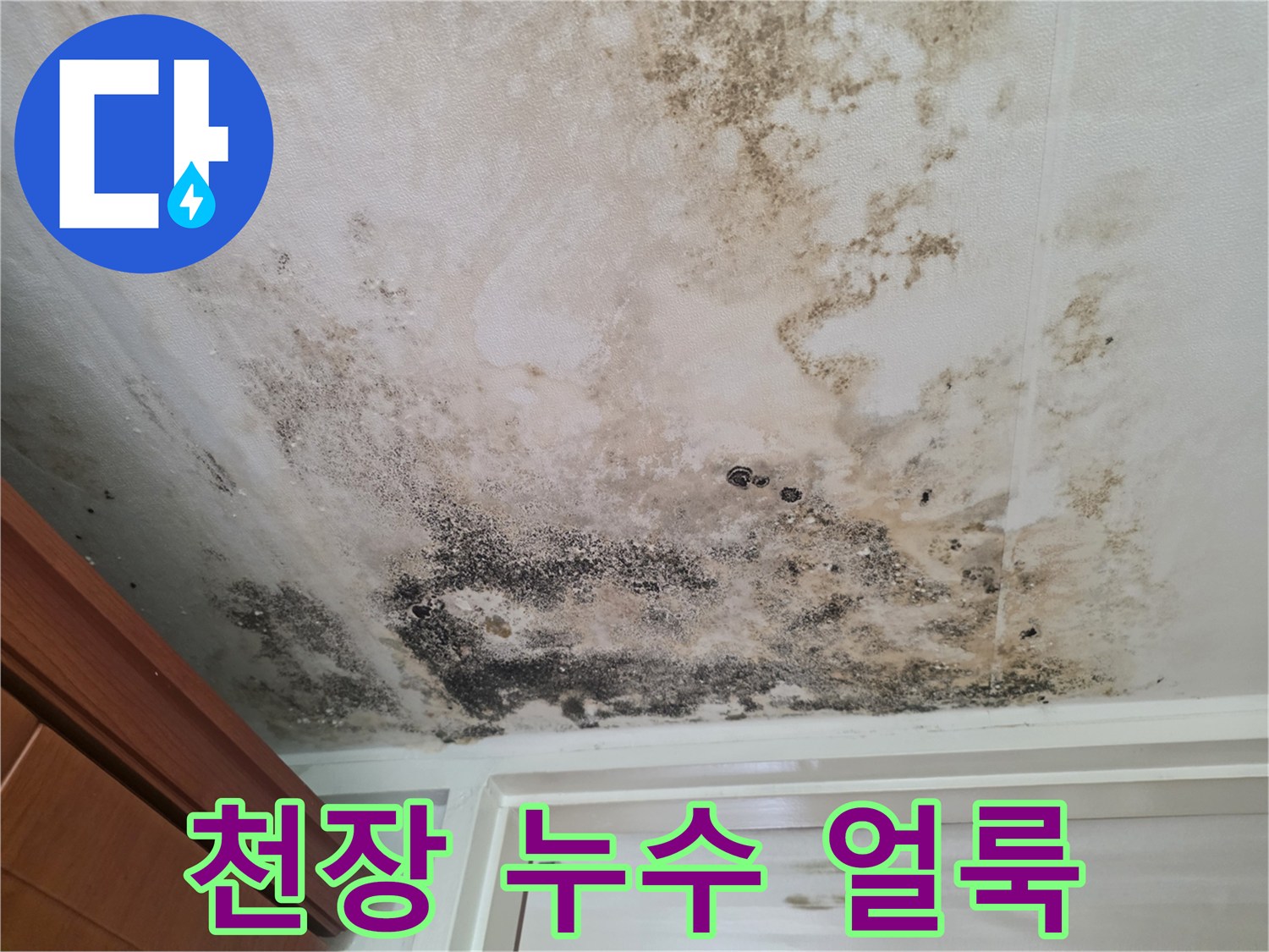 물샘-현상으로-인해-심하게-오염된-아파트-천장-표면