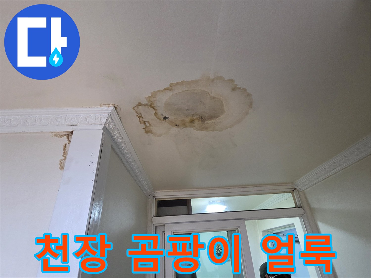 천장-표면에-발생한-갈색의-물얼룩과-습기흔적