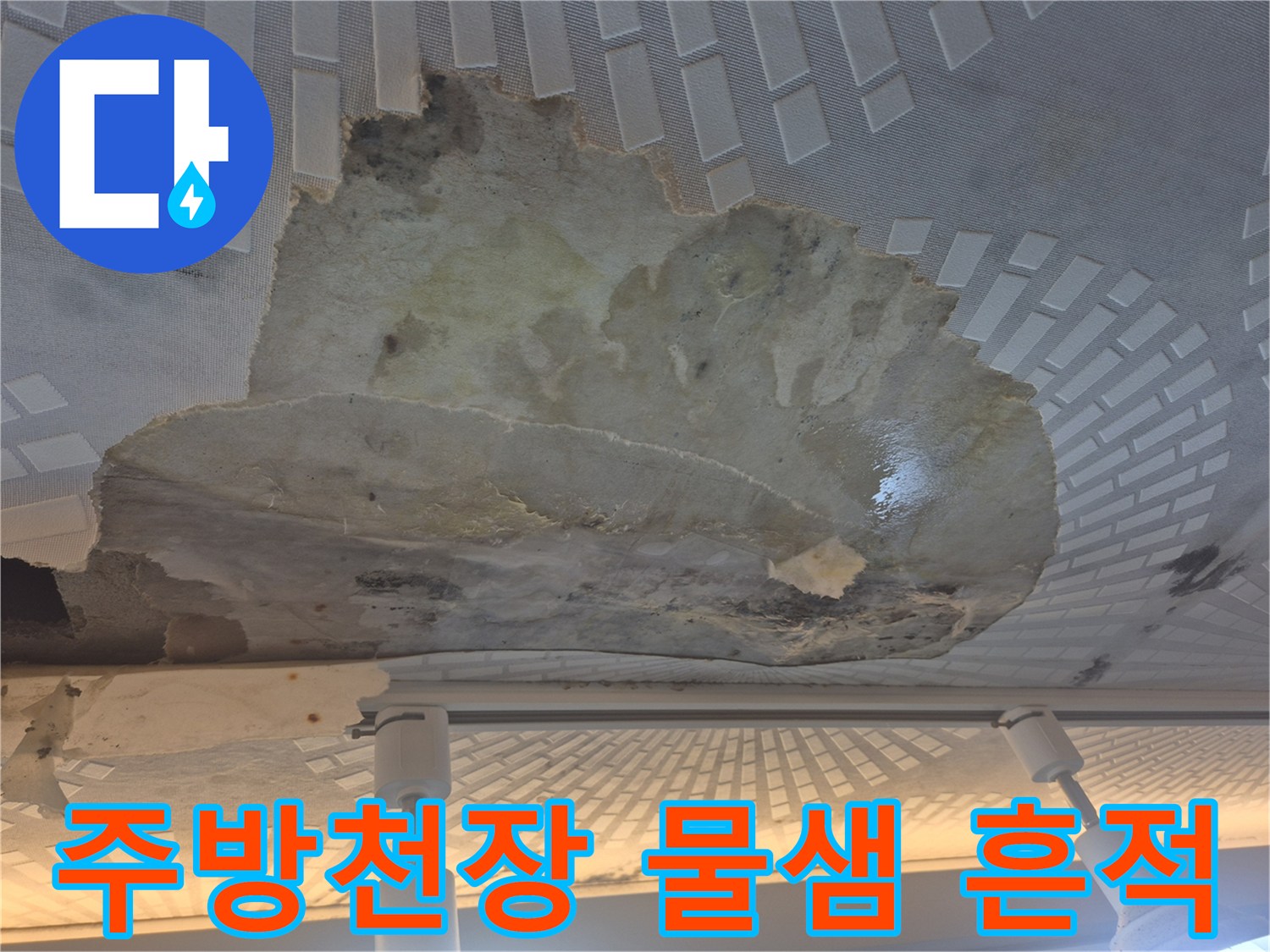 울산 남구 옥데 주방 천장 텍스 마감재의 심한 물자국 및 탈락 현상
