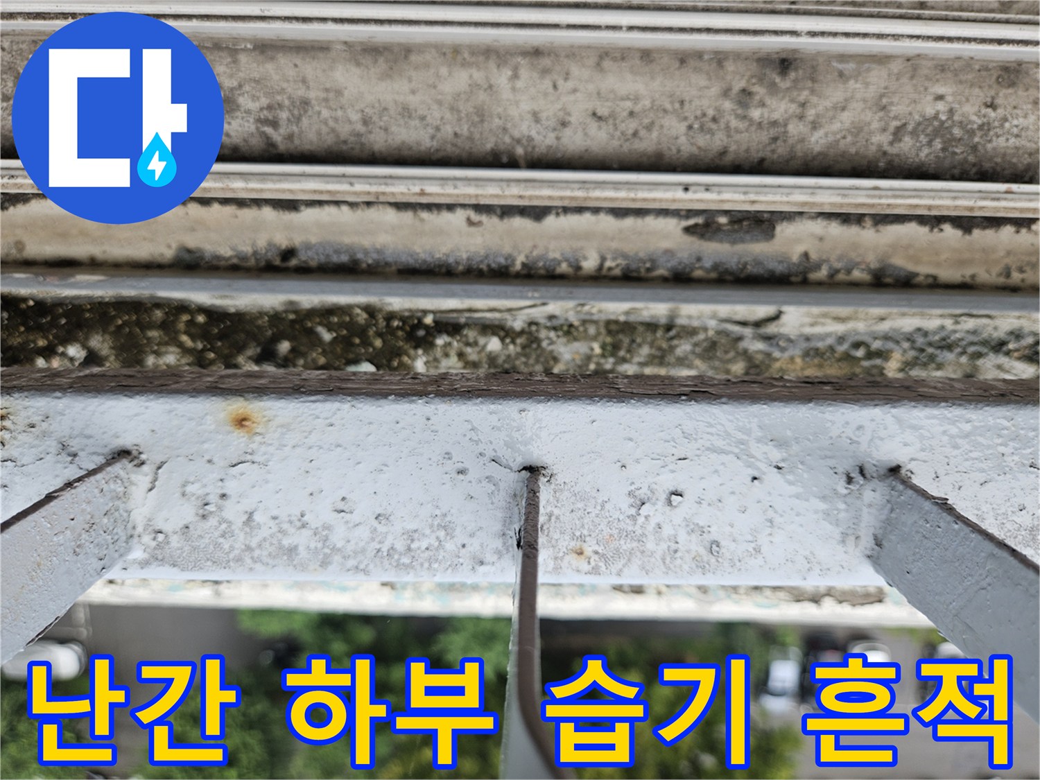 도봉구 아파트 - 외벽 난간 주변의 부식과 물때 발생 상황