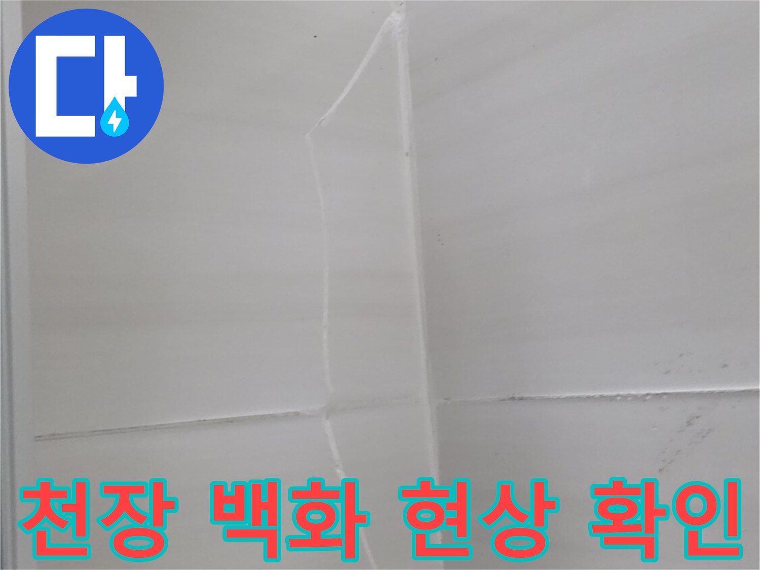 화장실 천장 콘크리트 슬라브에 발생한 하얀색 백화 현상