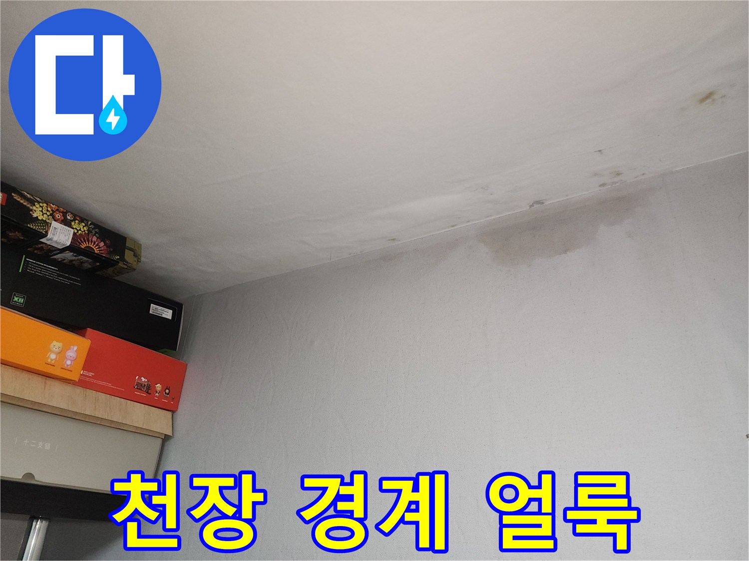 천장과-벽면-사이의-축축한-물자국