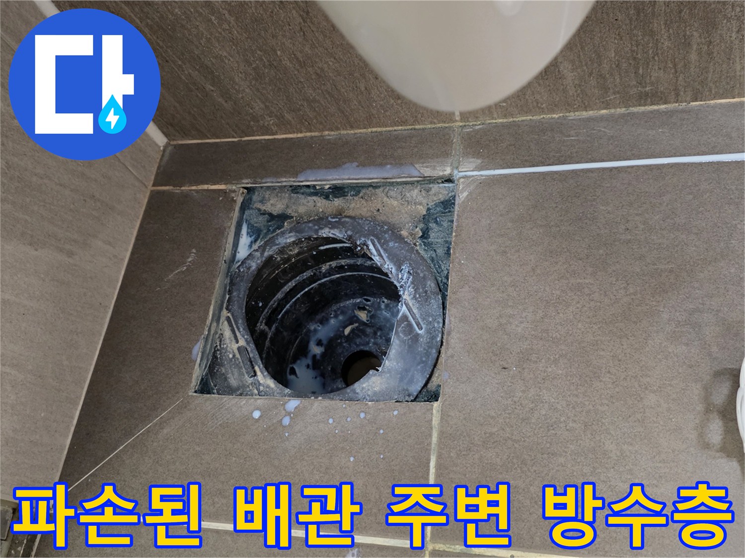 배관 내부-누수가 진행된 배수구 하부의 모습