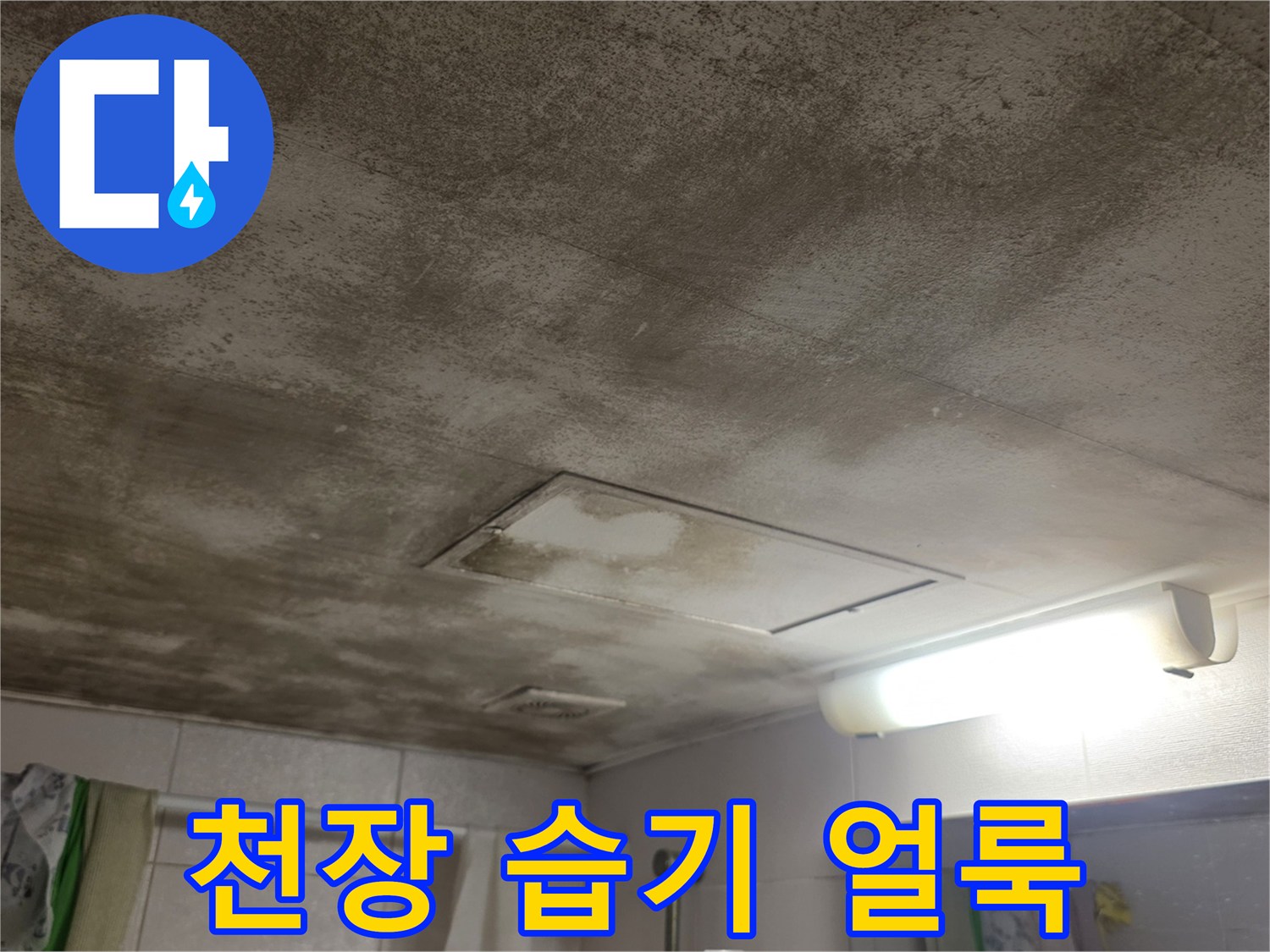 천장 마감재-습기로 인해 변색되고 젖은 상태