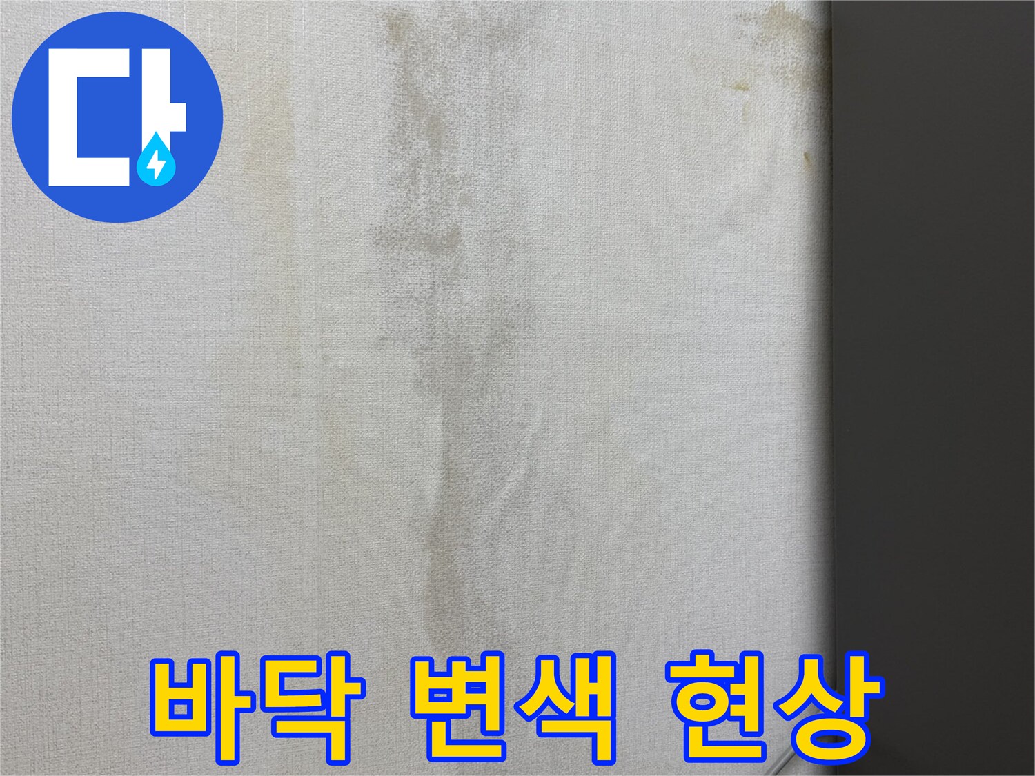 주방 하단부 벽지 젖음 - 배관 누수 의심 부위 관찰