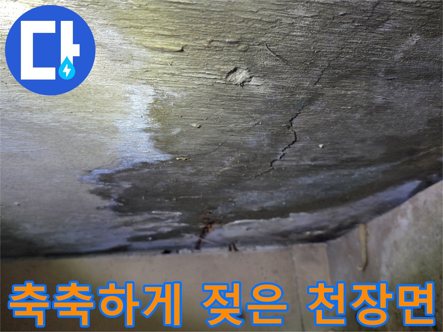 구미동 현장 점검 - 습기로 인해 변색된 콘크리트 천장 부위