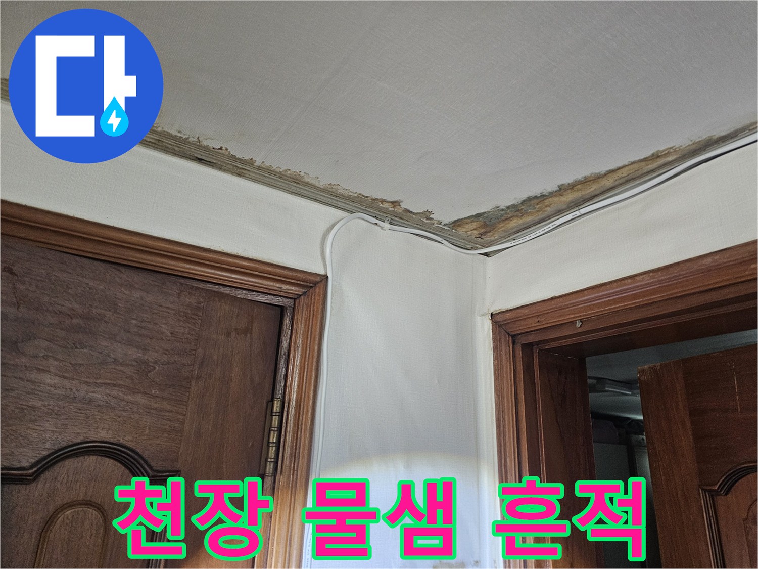 노원구 현관 천장 부근의 젖은 얼룩과 마감재 들뜸 현상