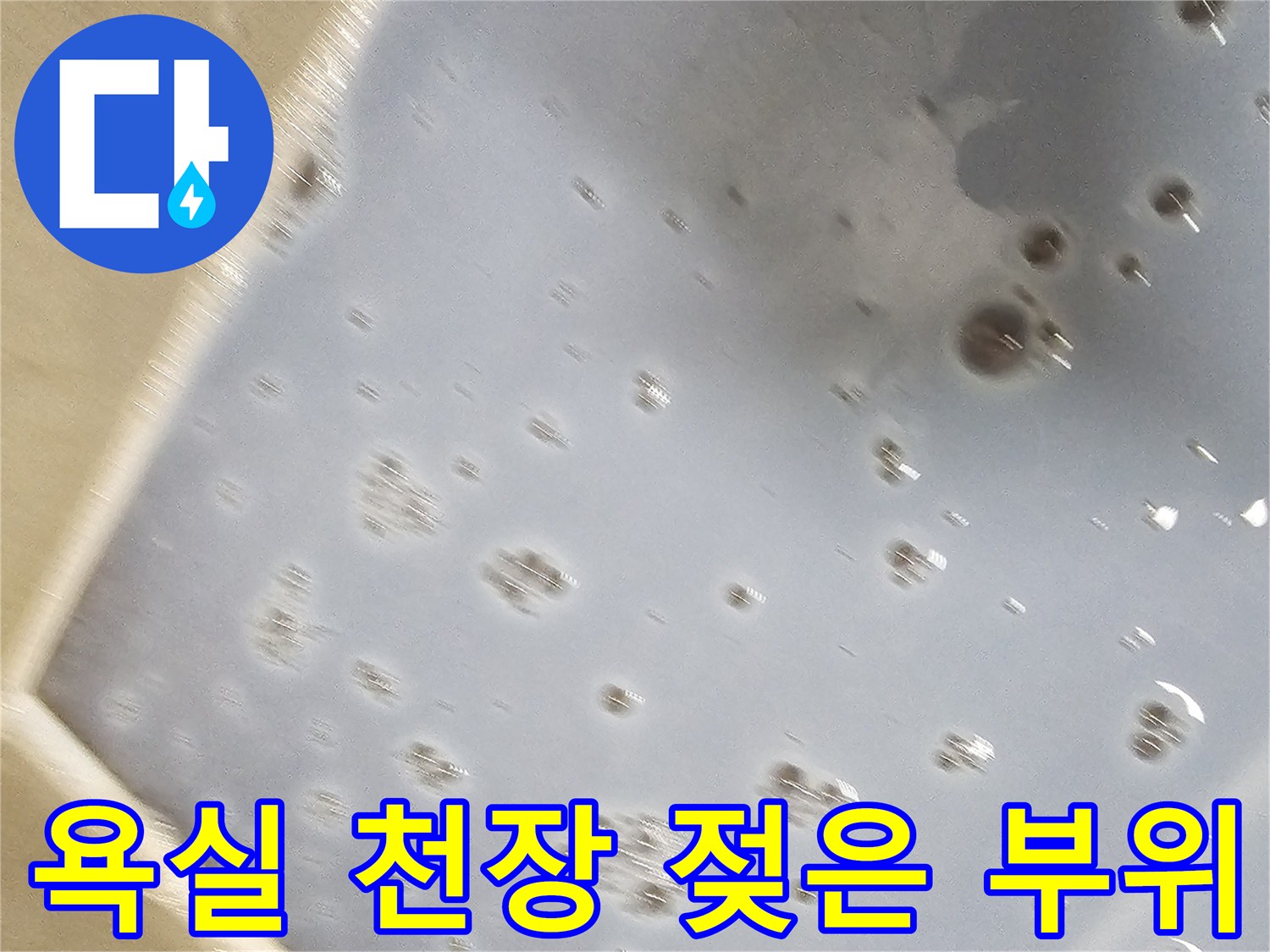 배관 주변의 습한 상태-누수가 의심되는 천장 내부 모습