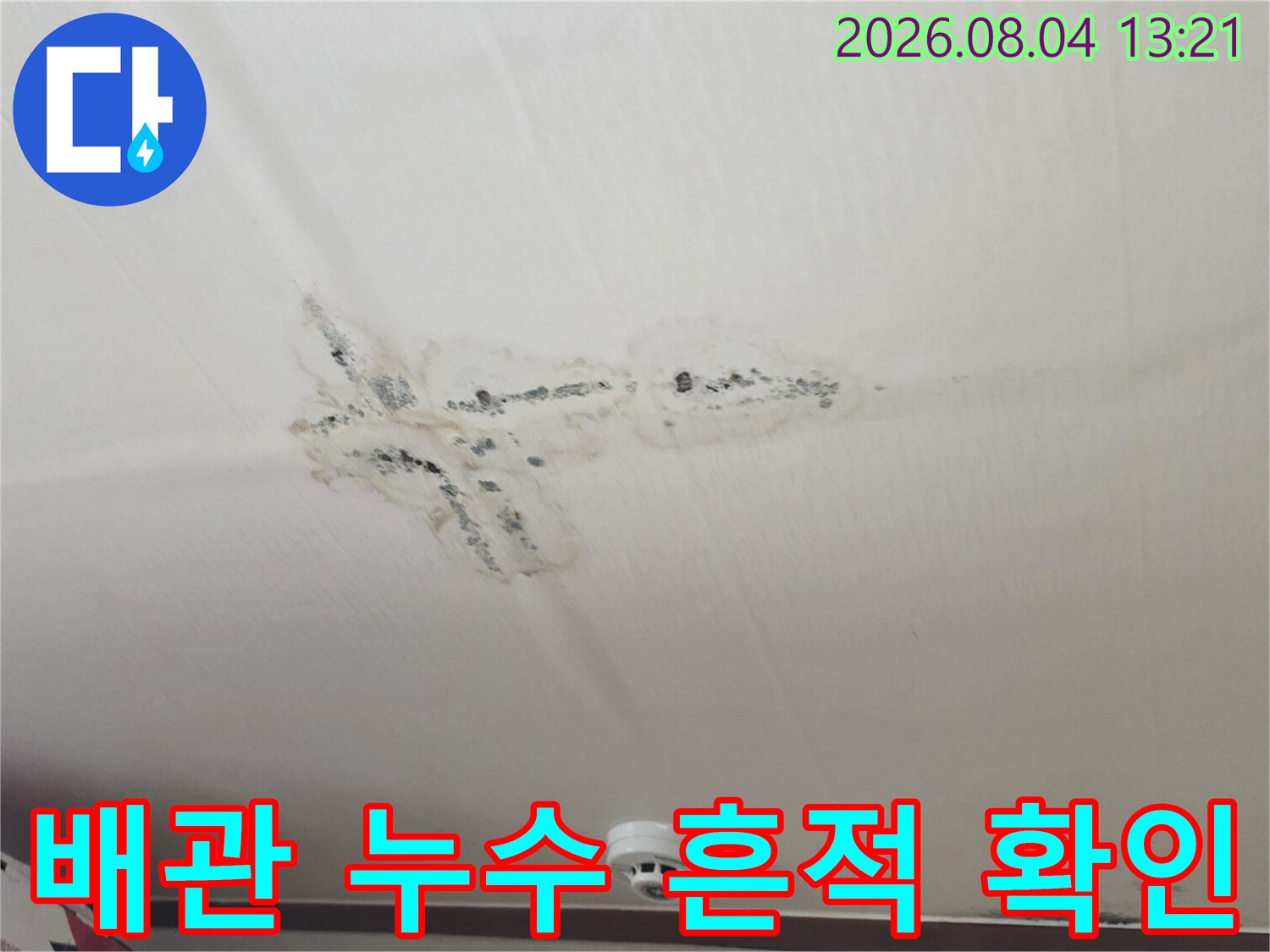 천장 재질에 스며든 누수 흔적-상태 분석