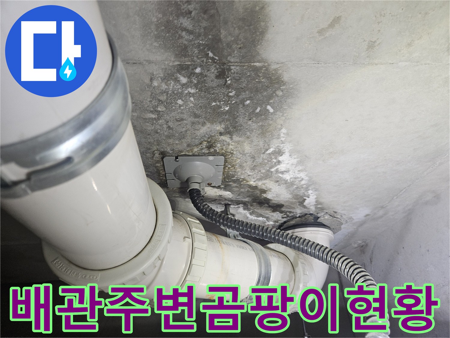 화장실-천장-배관-연결부위의-심한-오염-상태