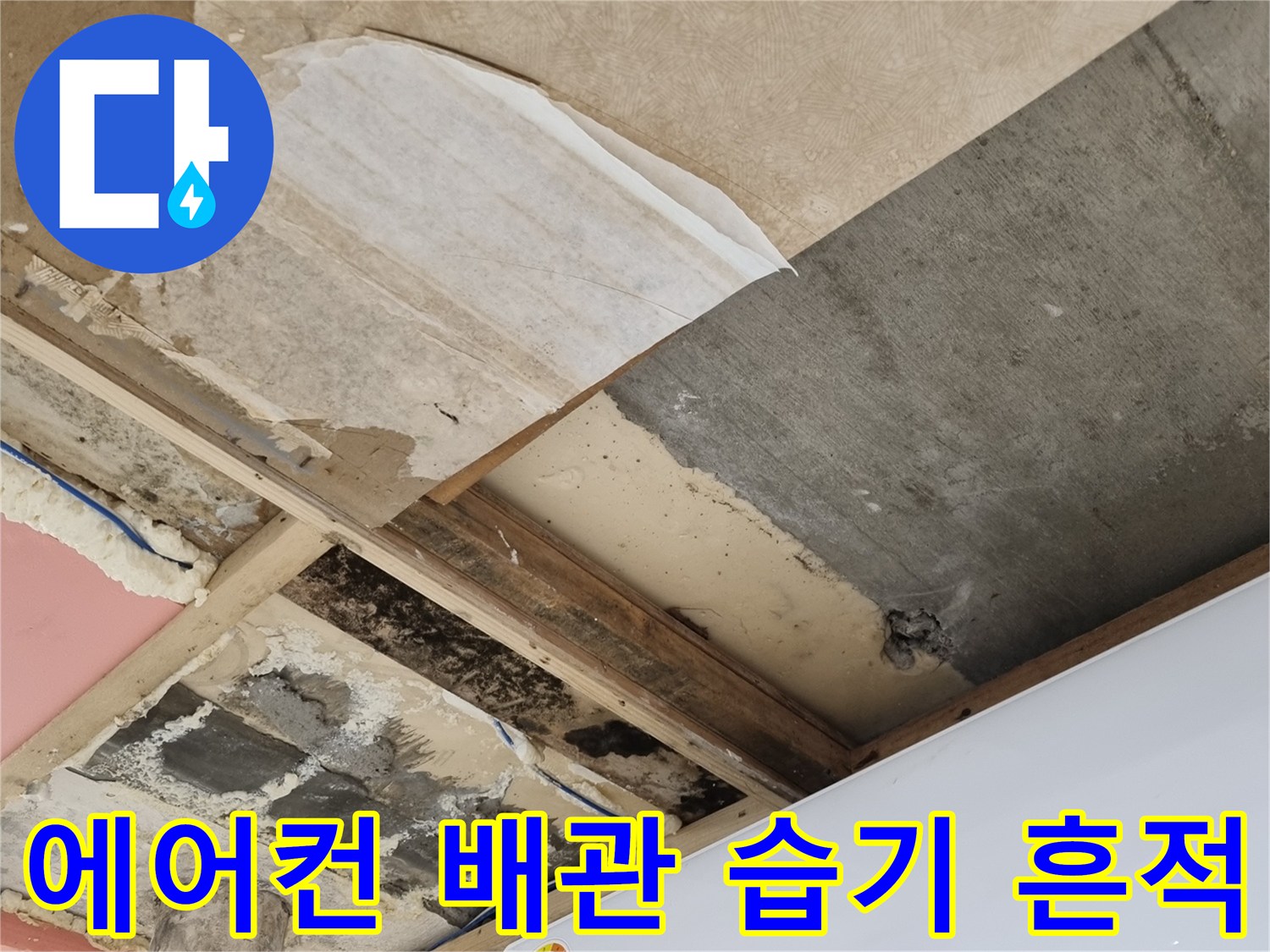 삼성 에어컨 하단-벽체 내부 곰팡이와 습기 현상
