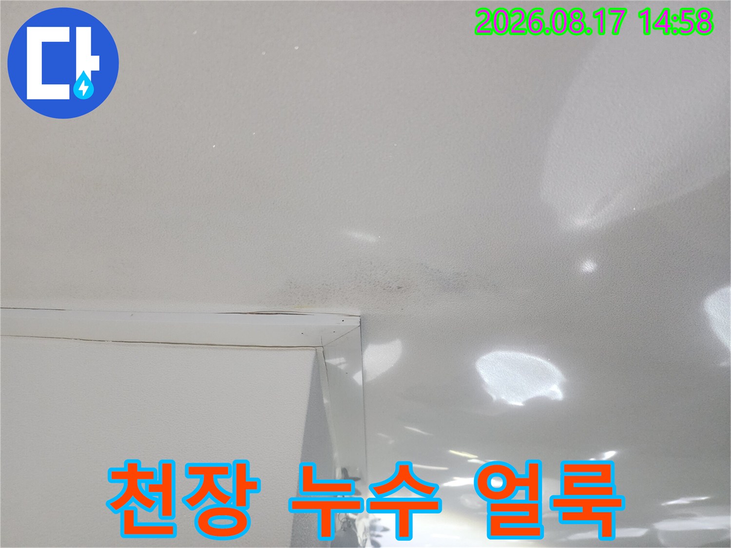 성북구 길음동 아파트 천장 부분에 발생한 어두운색의 누수 얼룩 현상
