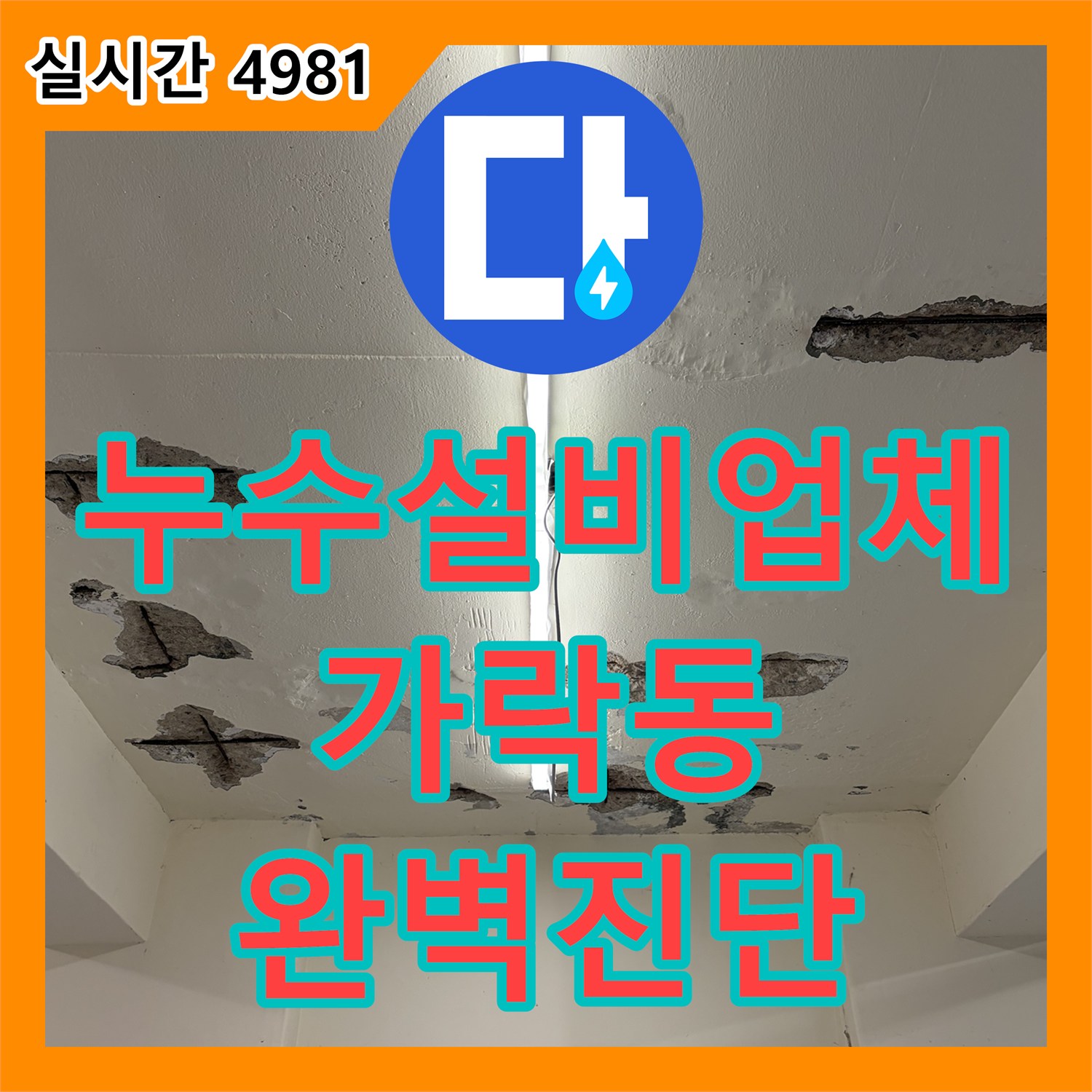 누수설비업체 지하 천장 습기와 철근 부식을 유발한 화장실 누수 지점을 찾은 서울 송파구 가락동 현장