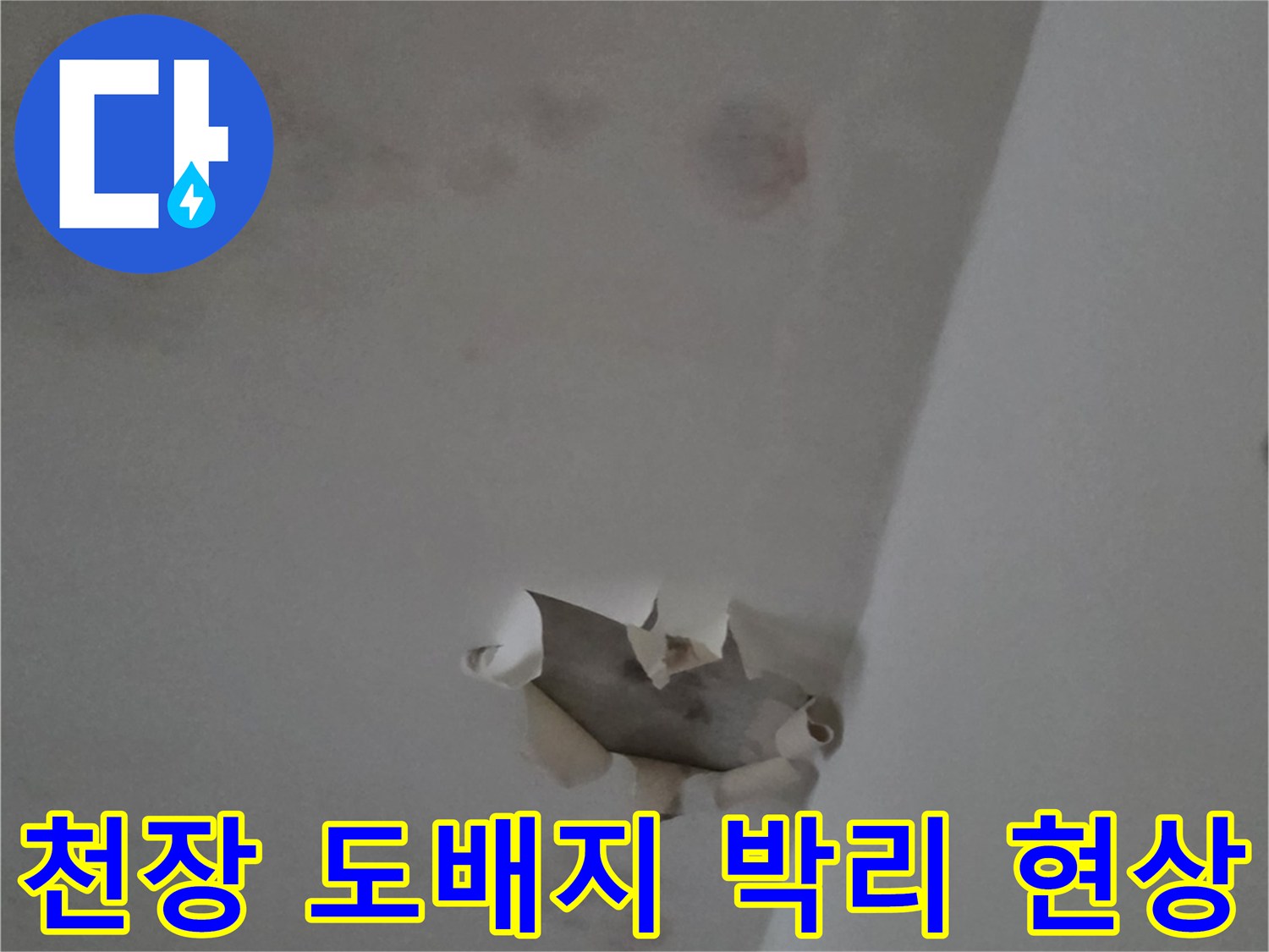 남양주 다산동 아파트 - 천장 도배지가 젖어 들뜬 모습