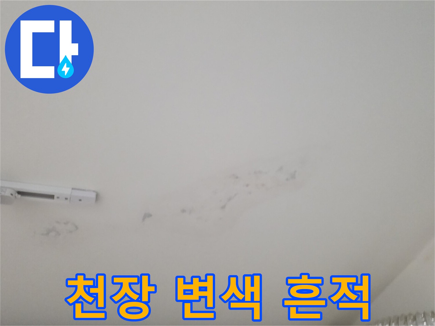 천장 도배지가 물에 젖어 발생한 얼룩 현상