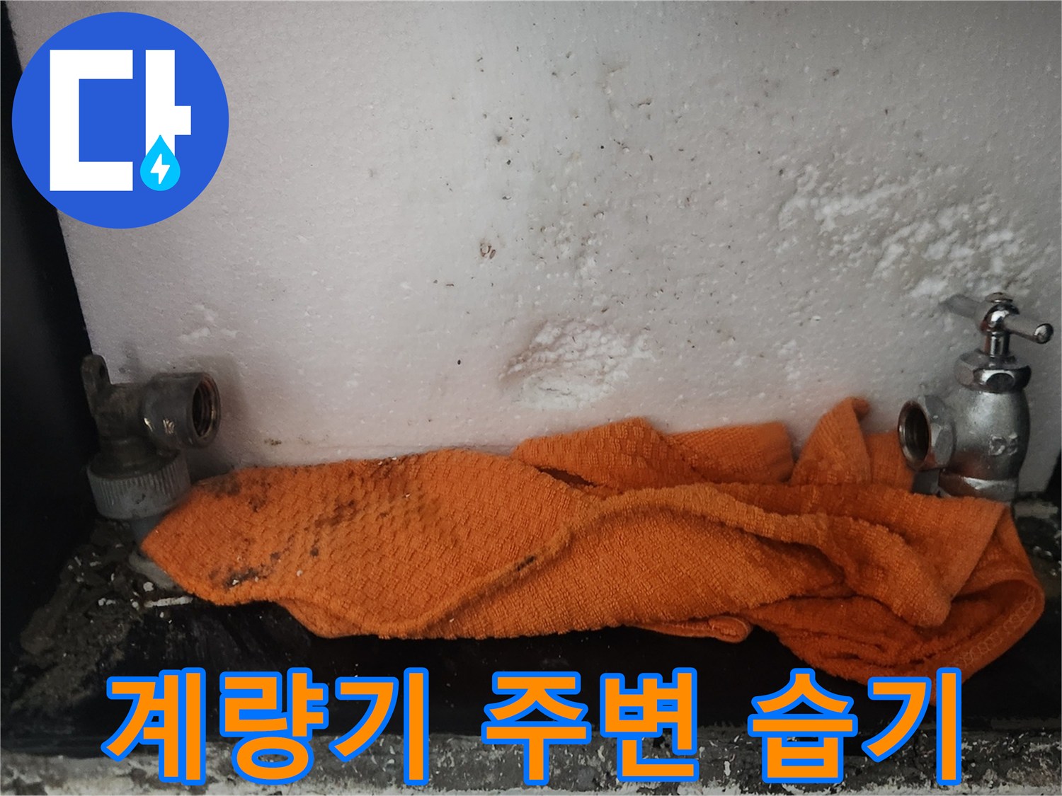 김포 장기동 빌라 수도 계량기 주변의 축축한 습기 상태