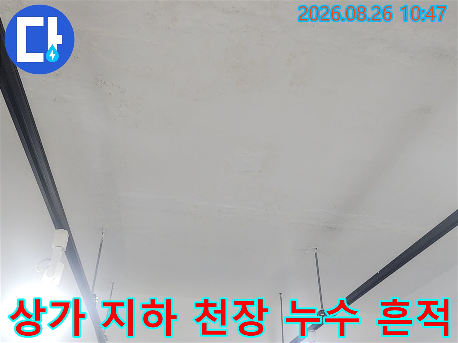 강북구 수유동 상가 건물-지하층 천장의 누수 상태 확인 사진