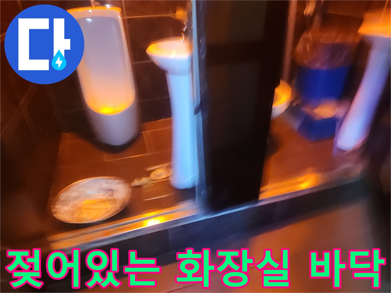 도선동 현장에서 발견된-물에 젖은 화장실 타일 구간