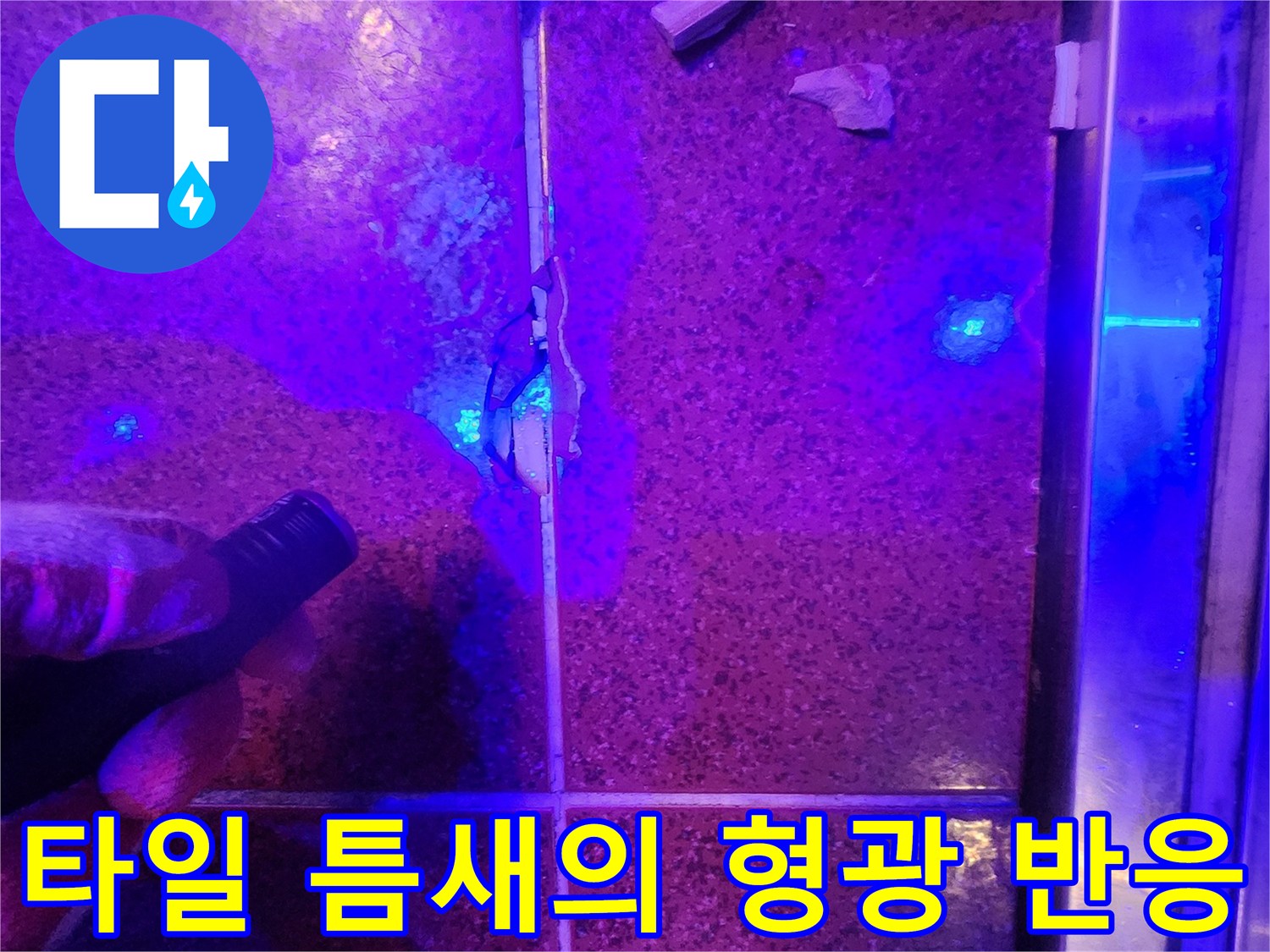 자외선-램프-조사-후-발견된-타일-사이-누수-경로