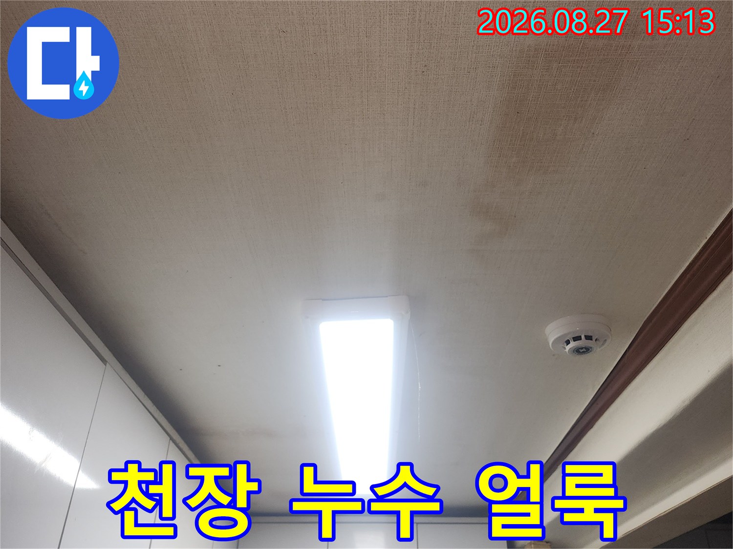 성북구 동소문동 천장 벽지에 나타난 누수 흔적과 물자국