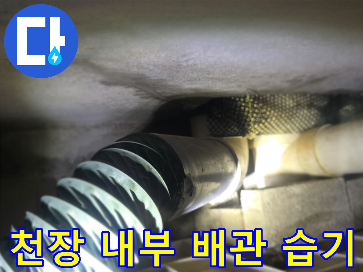 동두로 생연동 빌라-천장 내부 배관 주변의 젖은 상태