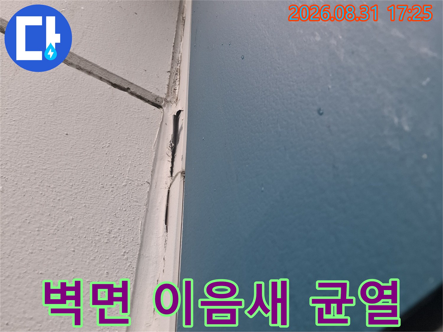 천장재와 벽체가 만나는 경계 부위의 틈새 및 오염 상태