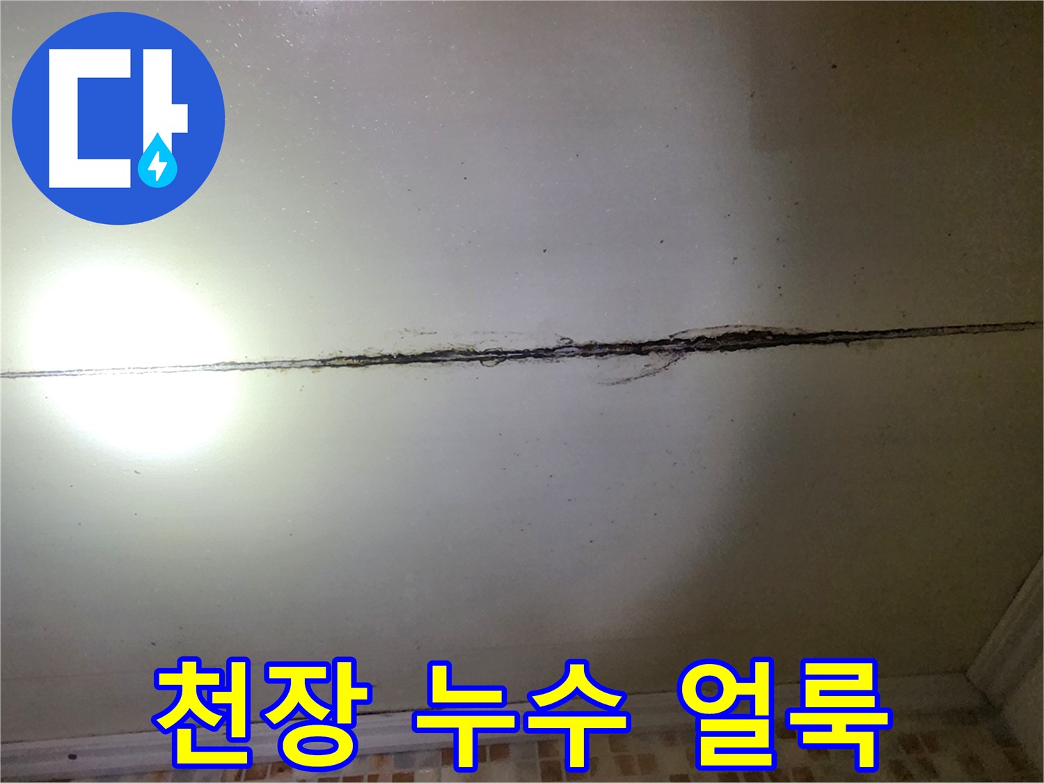 강동구 성내동 현장의 천장 누수 자국과 곰팡이 흔적