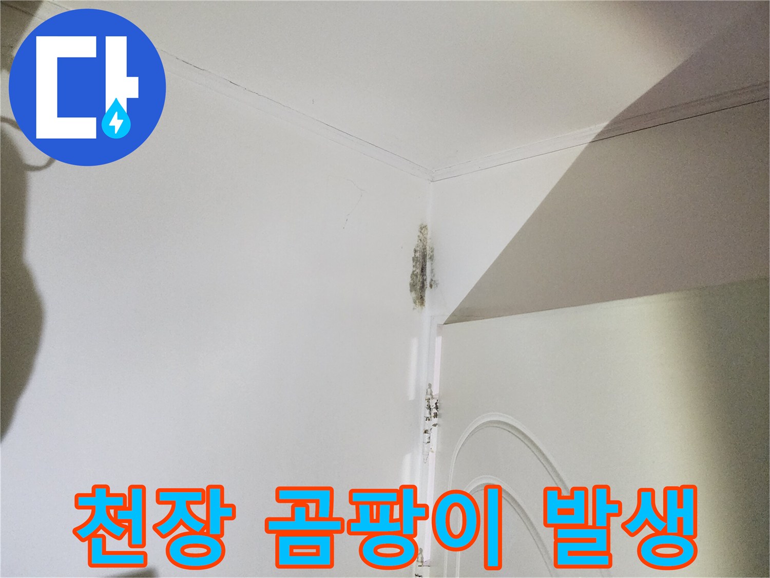 은평구 신사동 현장-습기로 인해 변색된 천장과 문틀