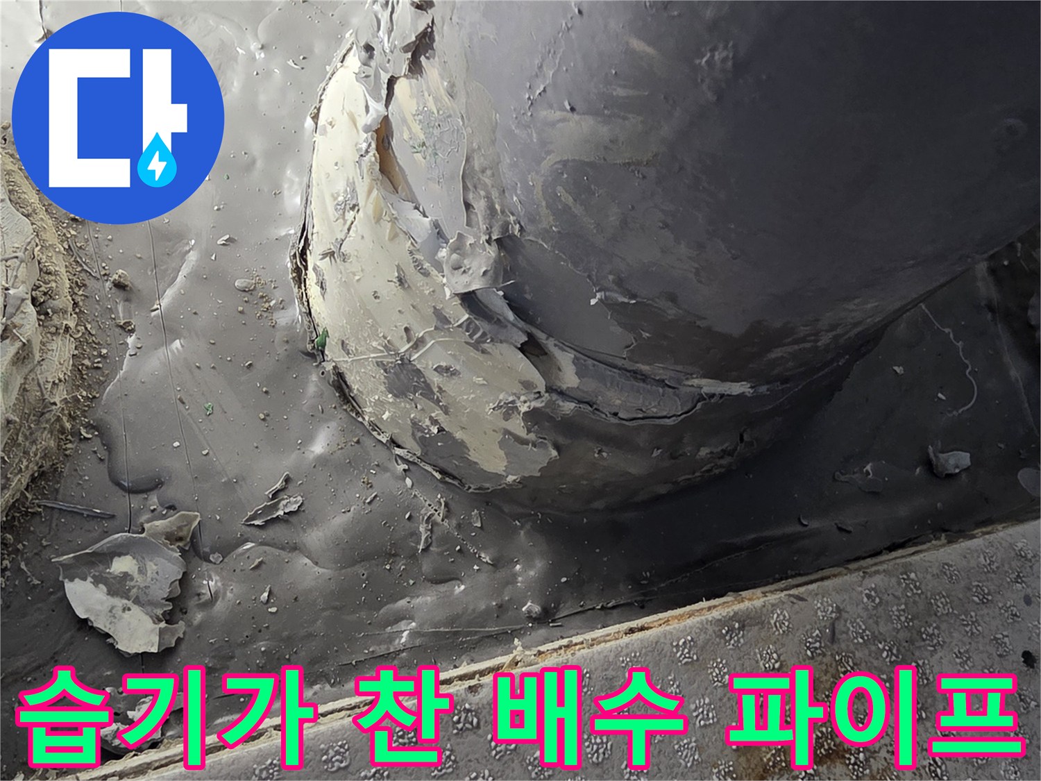 물샘-증상이-뚜렷한-배수관-연결-부위