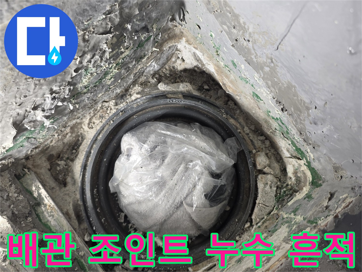 훼손된-배관-연결부-및-주변-오염물