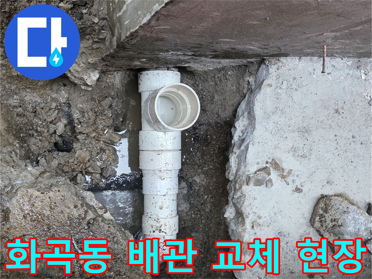강서구 화곡동 하수 배관 파손 부위 확인 및 교체 작업 모습