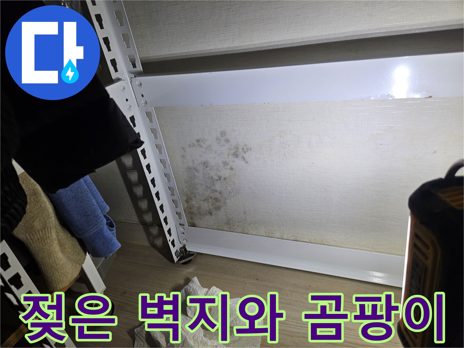 곰팡이가 발생한-벽면 하단부의 모습