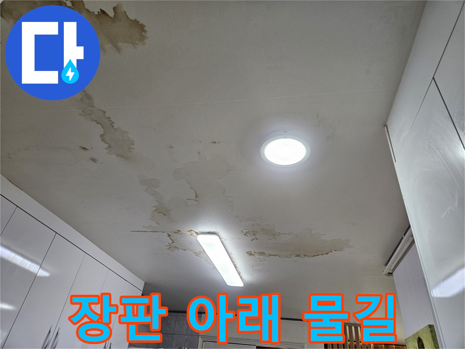 죽전동 현장 사진-장판 하단 누수 경로 확인