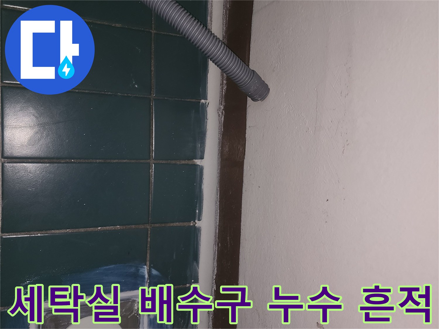 세탁실 유가 주변-물샘 현상이 관찰되는 타일 부위
