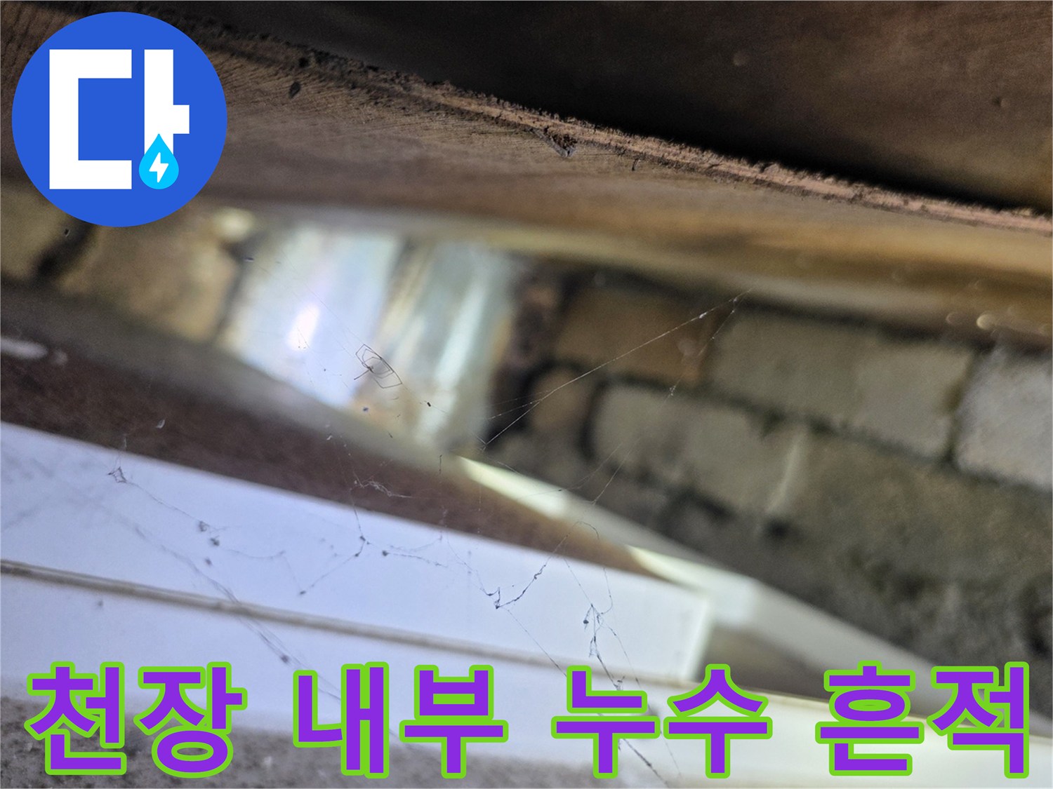 천장 텍스 안쪽 배관 및 벽돌의 습윤 상태