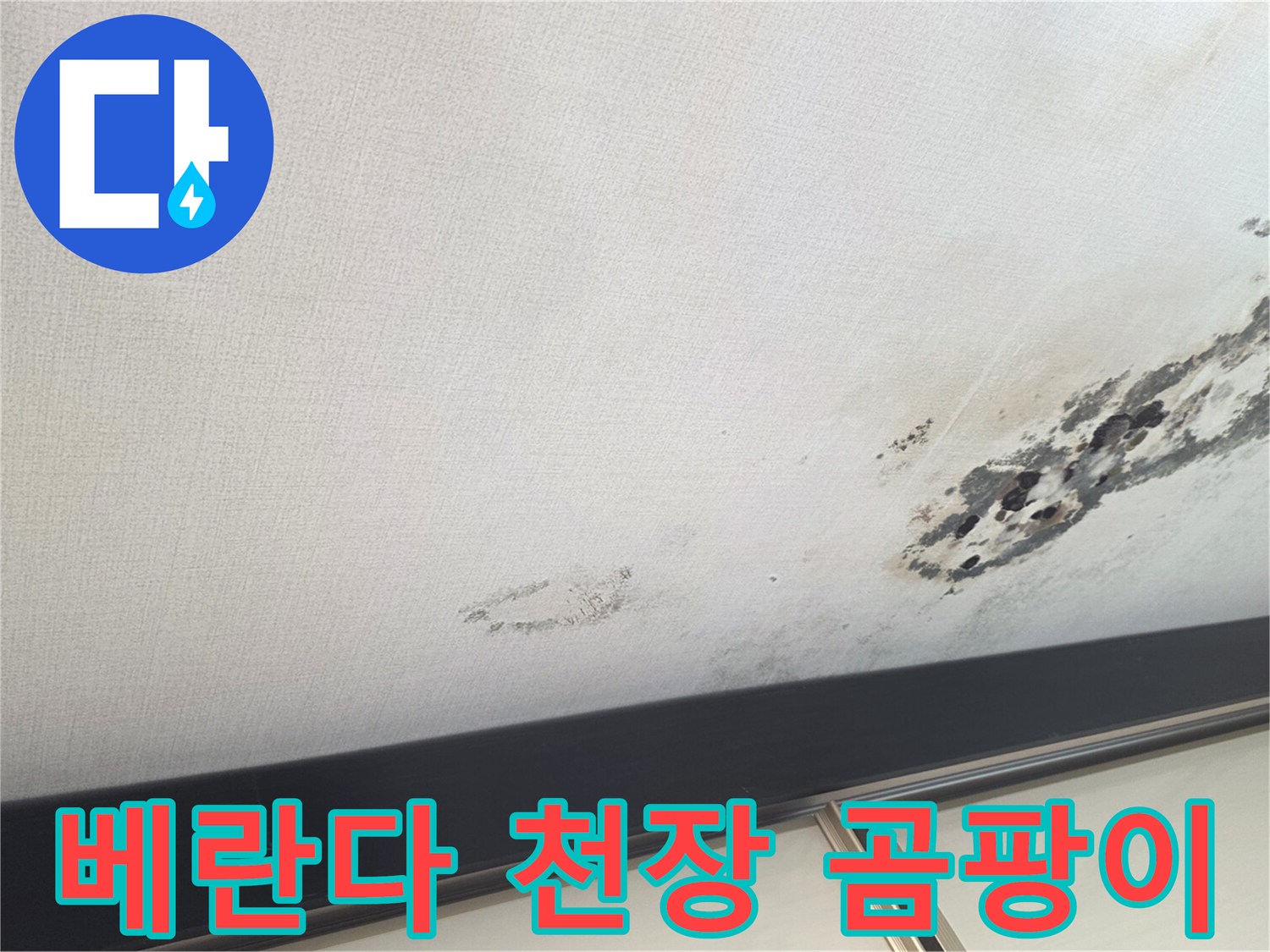 구리시 교문동 아파트-베란다 천장에 발생한 검은 곰팡이와 습기 흔적